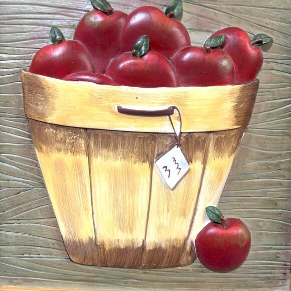 VTG New Creative Enterprise Resin WELCOME Wall Art- 3D Hanging Apple Basket 16" - Picture 3 of 8